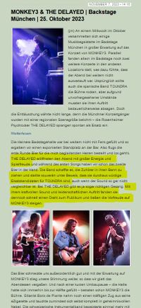 Review to MONKEY3 + THE DELAYED @ Backstage Munich, 2023.10.25